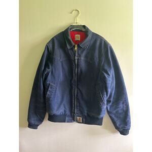 Vtg Distressed Navy Carhartt Santa Fe J13 quilted red